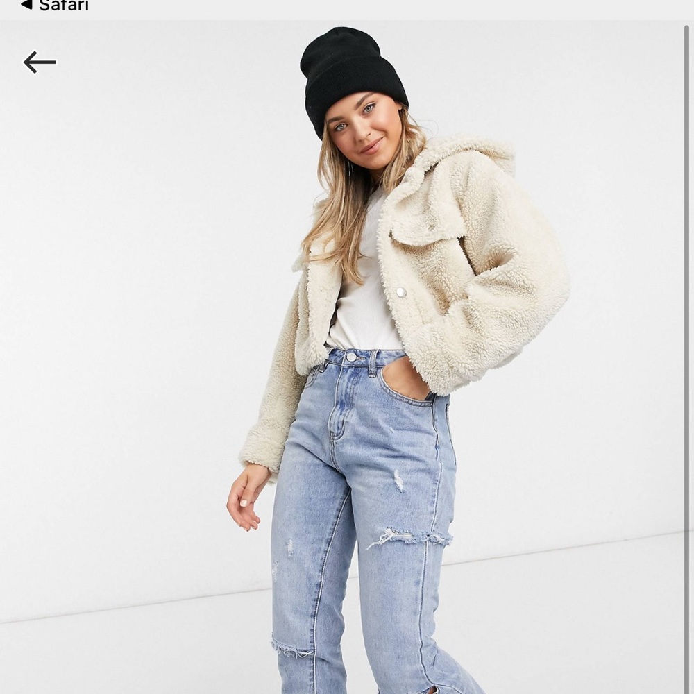 Cropped Sherpa hooded jacket
